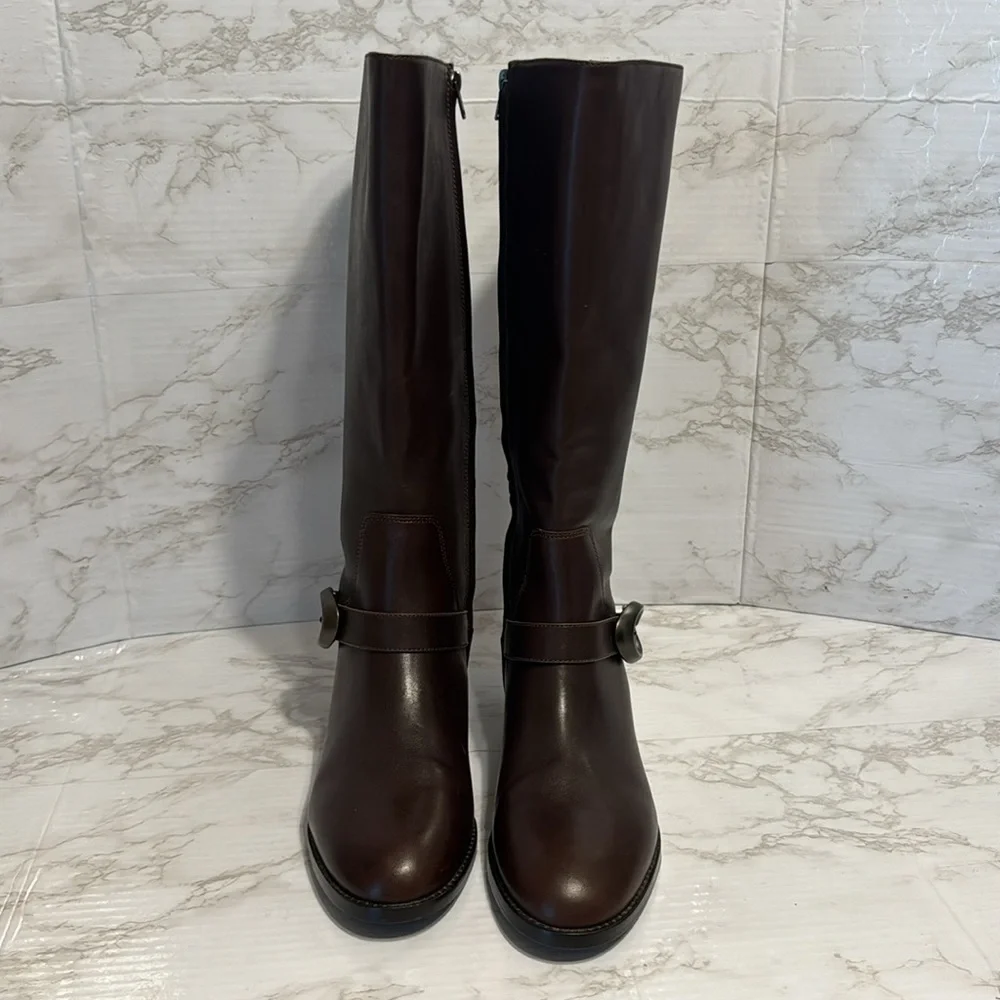Coach ladies dark chocolate brown tall Brynn Riding leather Boots size 10 B - Picture 4 of 13